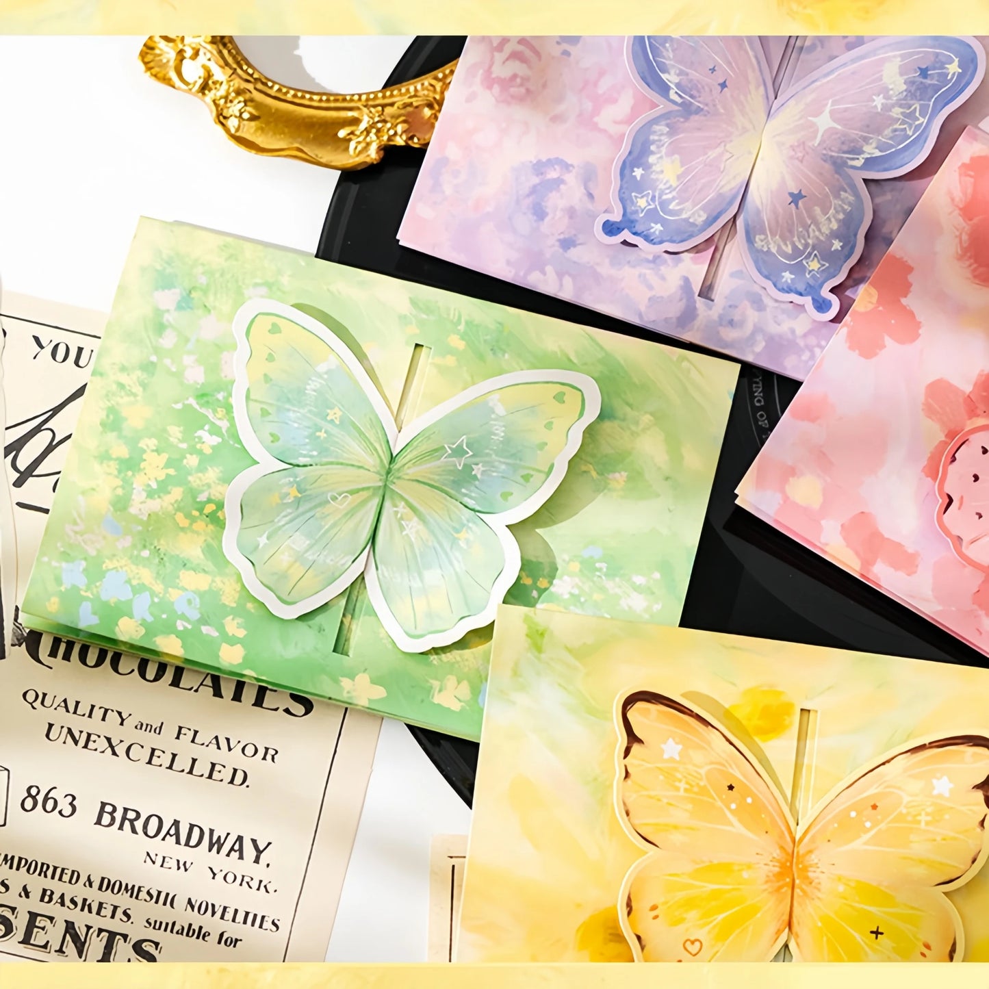 4Pcs 3D Butterfly Greeting Card Set – Pop up Handmade Love Birthday Cards Envelope Romantic Folding Paper Gift Couples & Friends