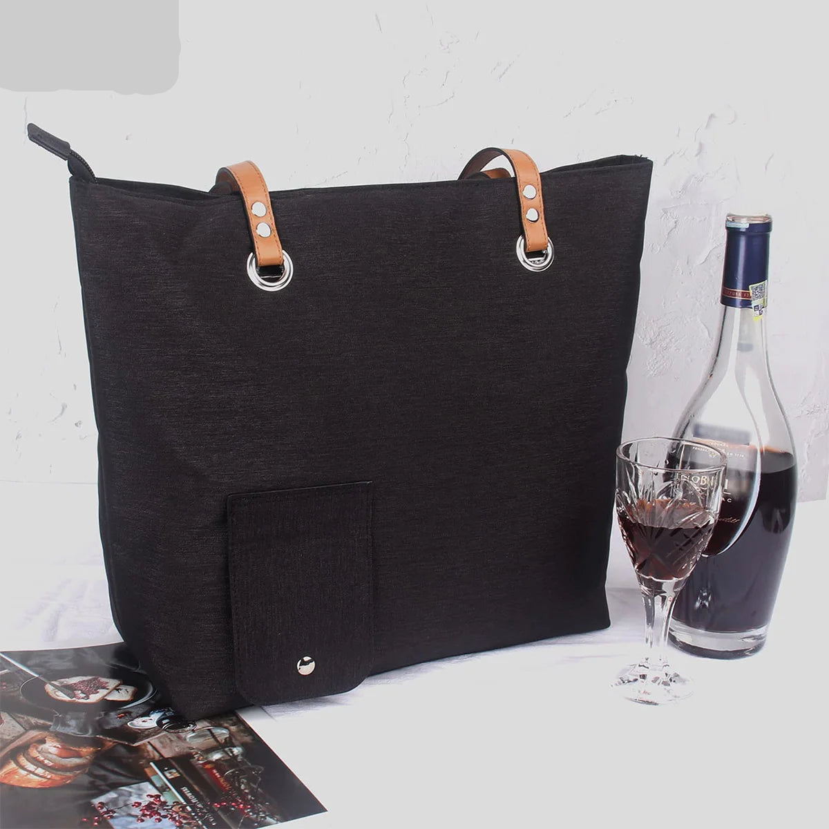 Insulated Wine Cooler Tote Bag – Stylish, Leak-Proof Carrier with Hidden Dispenser & Extra Storage