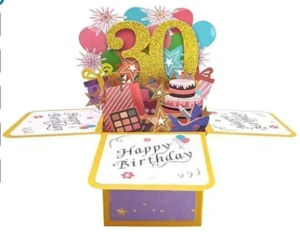 18/30/40/50/60Th Happy Birthday Card,Funny Envelope 3D Pop up Birthday Greeting Card Colorful Flower Birthday Greeting Card