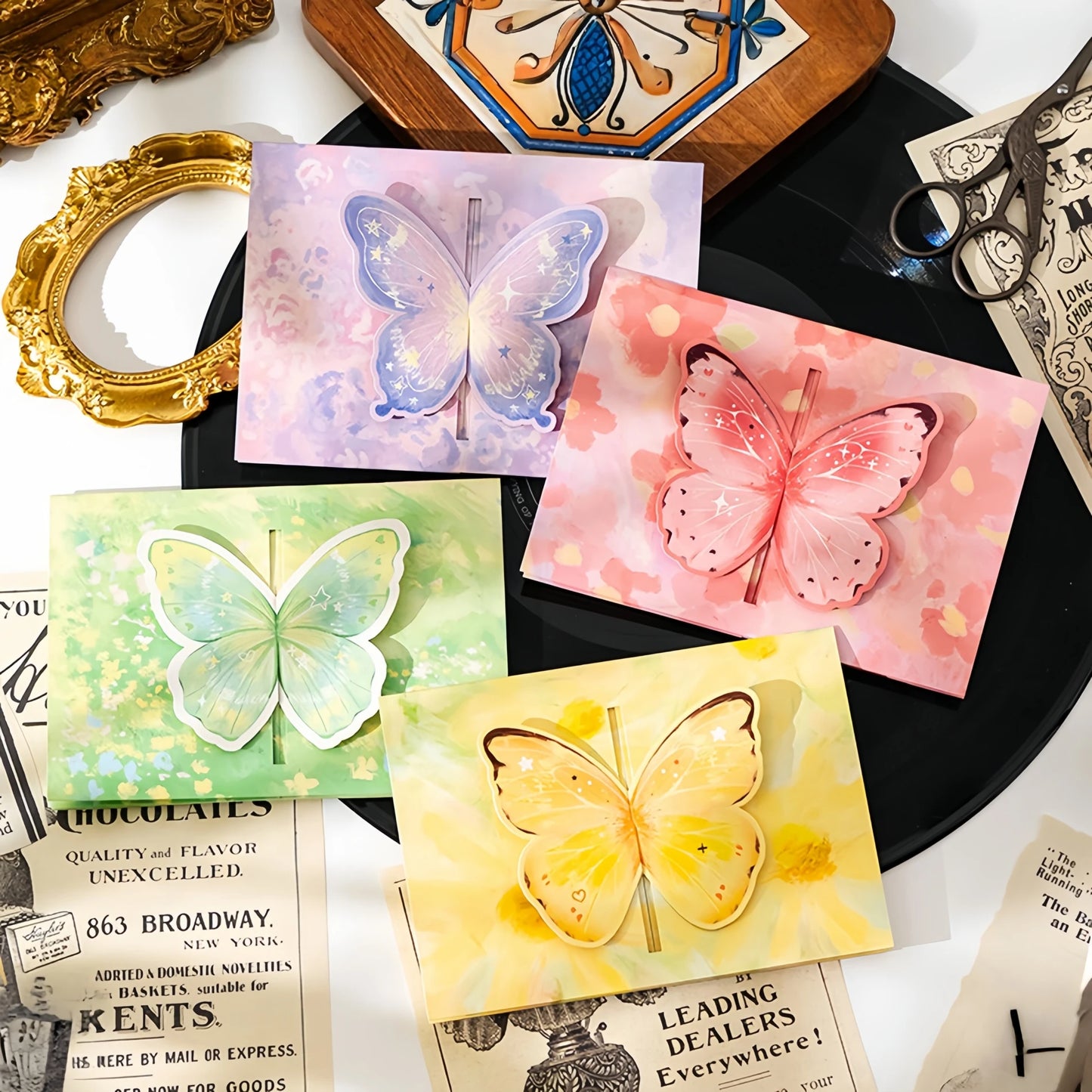 4Pcs 3D Butterfly Greeting Card Set – Pop up Handmade Love Birthday Cards Envelope Romantic Folding Paper Gift Couples & Friends
