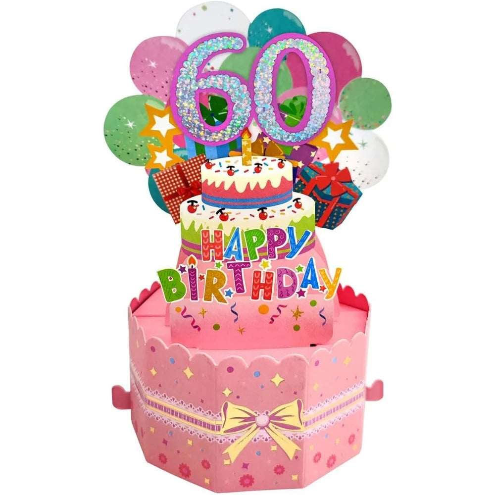 18/30/40/50/60Th Happy Birthday Card,Funny Envelope 3D Pop up Birthday Greeting Card Colorful Flower Birthday Greeting Card