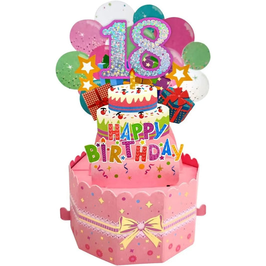 18/30/40/50/60Th Happy Birthday Card,Funny Envelope 3D Pop up Birthday Greeting Card Colorful Flower Birthday Greeting Card