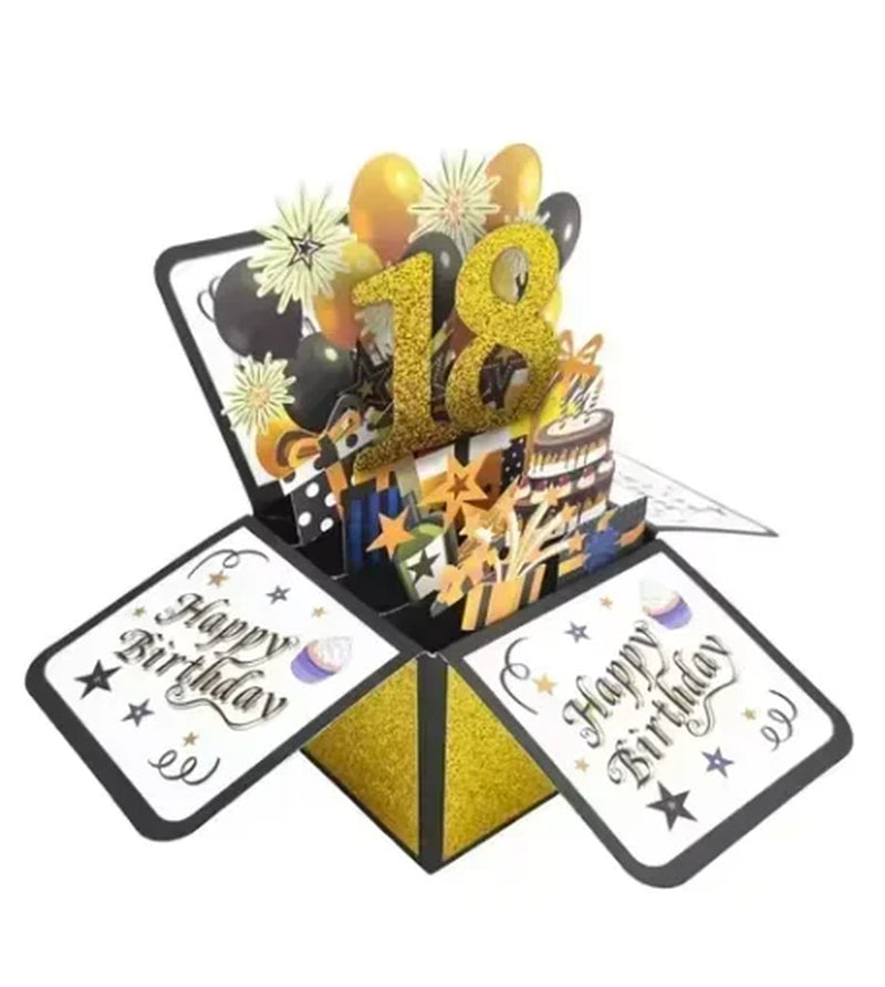 18/30/40/50/60Th Happy Birthday Card,Funny Envelope 3D Pop up Birthday Greeting Card Colorful Flower Birthday Greeting Card