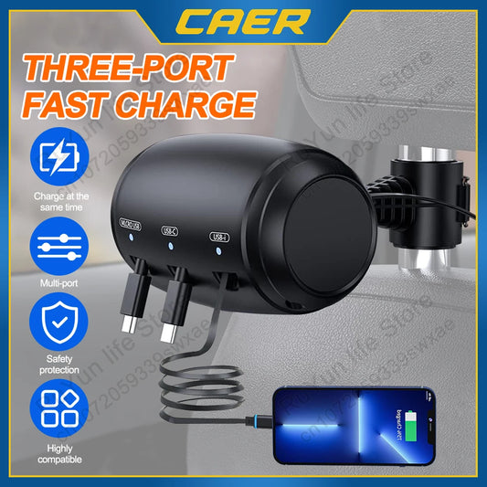 🔌 3-in-1 Retractable Fast Charger – Compact, Powerful, and Travel-Ready