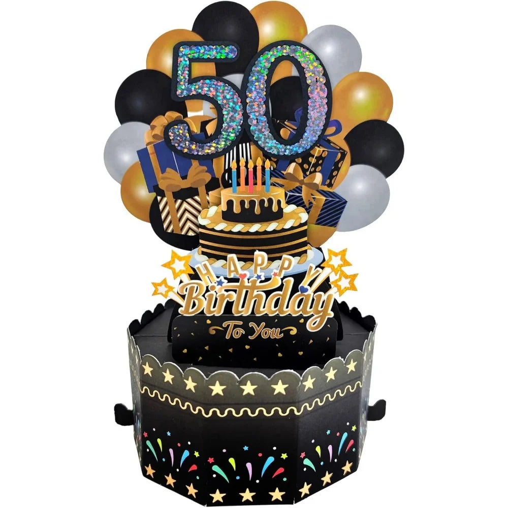 18/30/40/50/60Th Happy Birthday Card,Funny Envelope 3D Pop up Birthday Greeting Card Colorful Flower Birthday Greeting Card