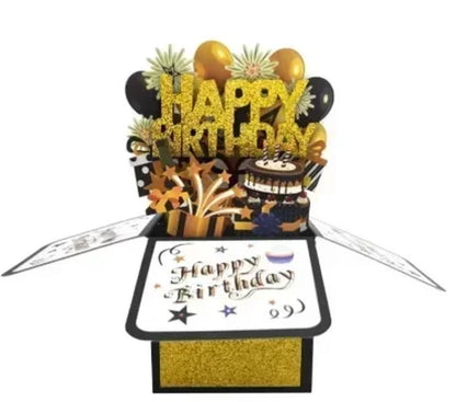 18/30/40/50/60Th Happy Birthday Card,Funny Envelope 3D Pop up Birthday Greeting Card Colorful Flower Birthday Greeting Card