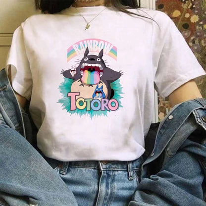 🌿 Miyazaki Hayao Totoro Graphic T-Shirt — Cute Studio Ghibli Harajuku Tee for Anime Fans