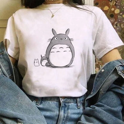 🌿 Miyazaki Hayao Totoro Graphic T-Shirt — Cute Studio Ghibli Harajuku Tee for Anime Fans