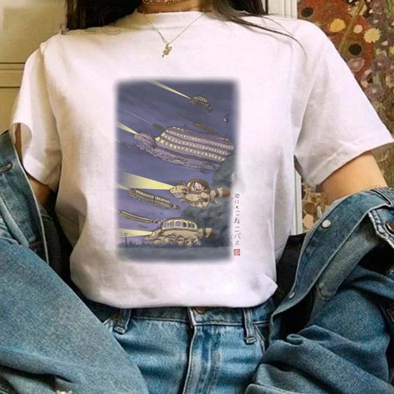 🌿 Miyazaki Hayao Totoro Graphic T-Shirt — Cute Studio Ghibli Harajuku Tee for Anime Fans