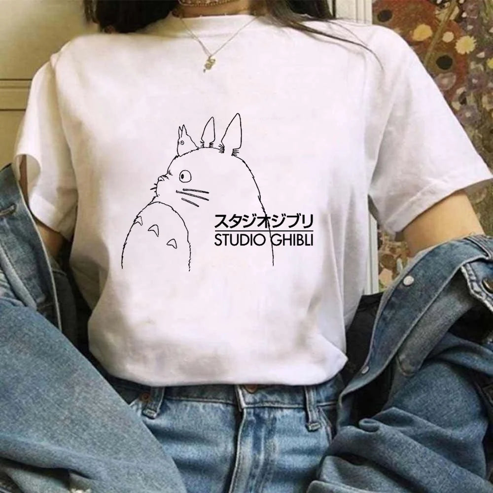 🌿 Miyazaki Hayao Totoro Graphic T-Shirt — Cute Studio Ghibli Harajuku Tee for Anime Fans