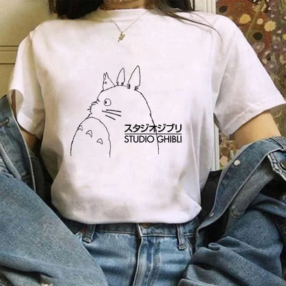 🌿 Miyazaki Hayao Totoro Graphic T-Shirt — Cute Studio Ghibli Harajuku Tee for Anime Fans