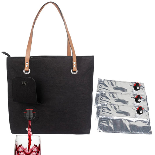 Insulated Wine Cooler Tote Bag – Stylish, Leak-Proof Carrier with Hidden Dispenser & Extra Storage
