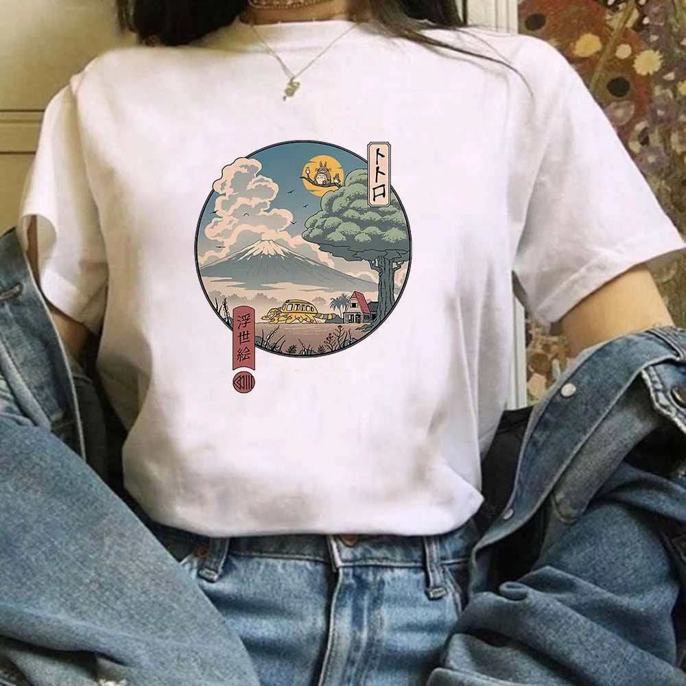 🌿 Miyazaki Hayao Totoro Graphic T-Shirt — Cute Studio Ghibli Harajuku Tee for Anime Fans