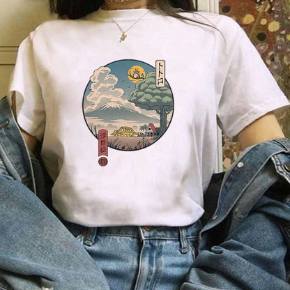 🌿 Miyazaki Hayao Totoro Graphic T-Shirt — Cute Studio Ghibli Harajuku Tee for Anime Fans