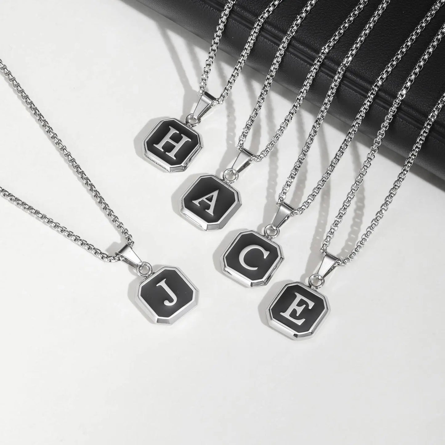 🅰️ Initials Square Pendant Necklace – Stainless Steel, Waterproof & Hypoallergenic