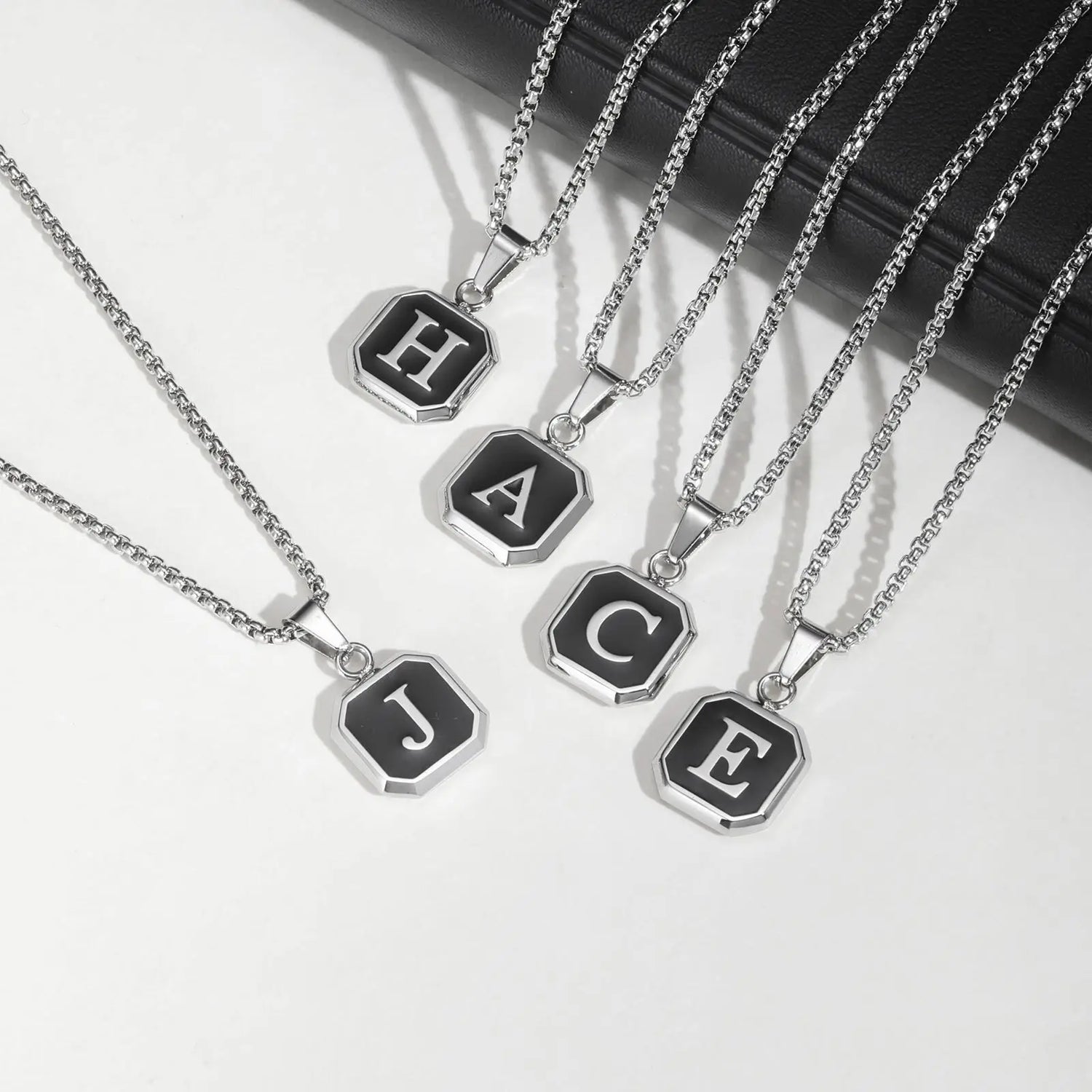 🅰️ Initials Square Pendant Necklace – Stainless Steel, Waterproof & Hypoallergenic