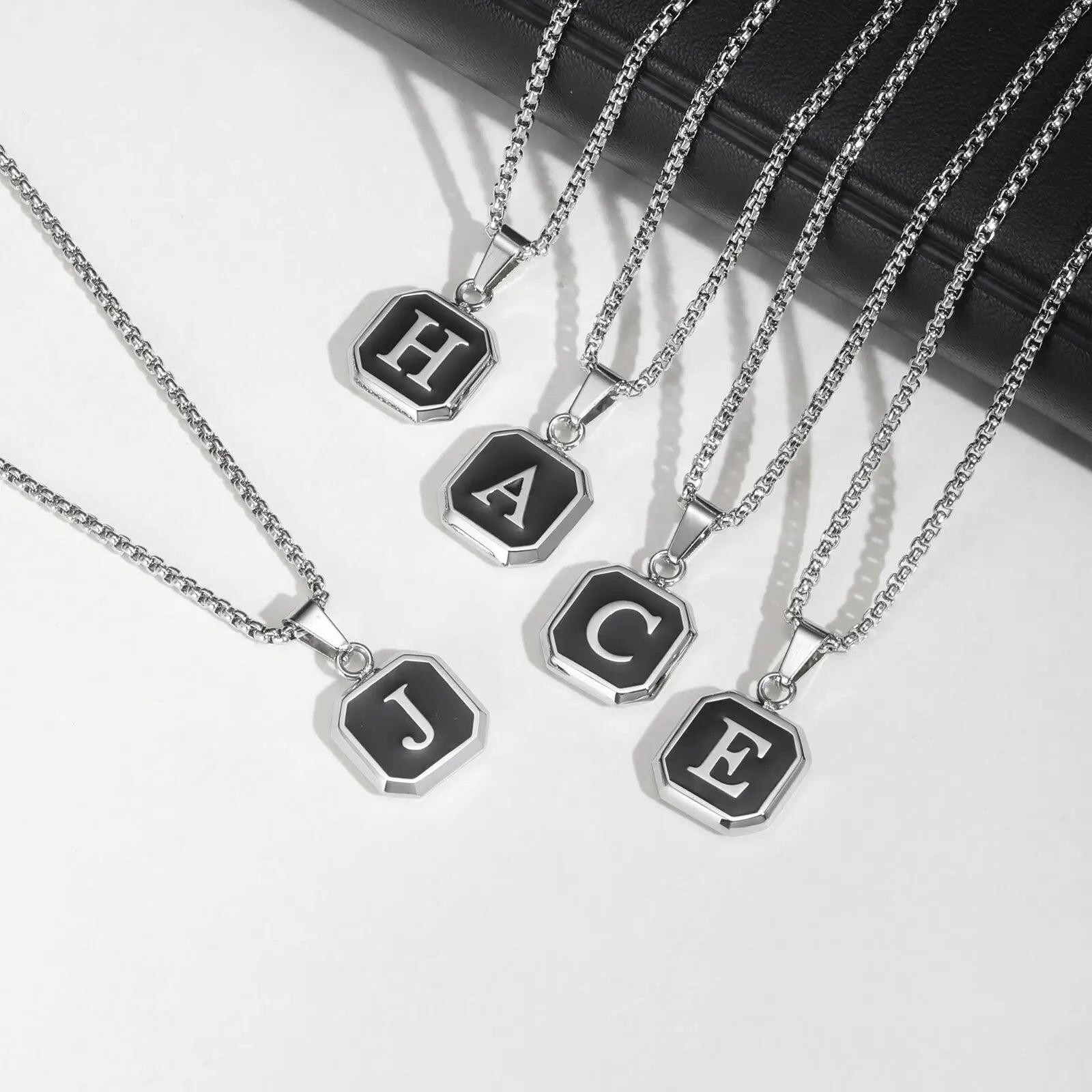 🅰️ Initials Square Pendant Necklace – Stainless Steel, Waterproof & Hypoallergenic