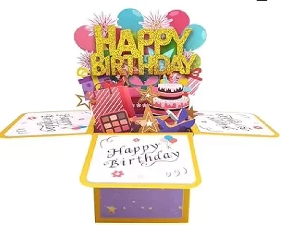 18/30/40/50/60Th Happy Birthday Card,Funny Envelope 3D Pop up Birthday Greeting Card Colorful Flower Birthday Greeting Card