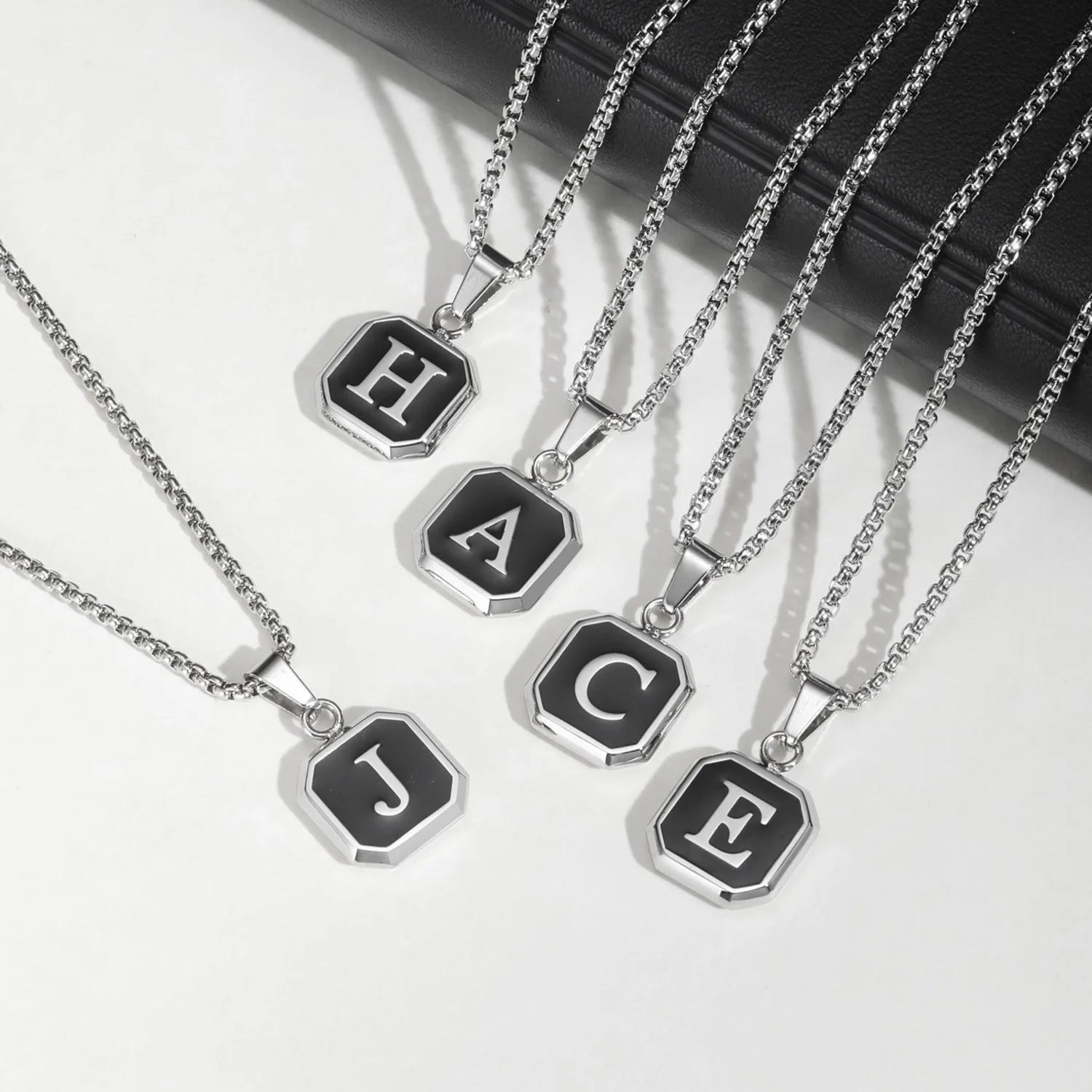 🅰️ Initials Square Pendant Necklace – Stainless Steel, Waterproof & Hypoallergenic