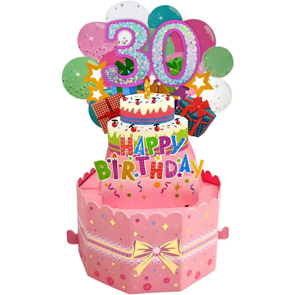 18/30/40/50/60Th Happy Birthday Card,Funny Envelope 3D Pop up Birthday Greeting Card Colorful Flower Birthday Greeting Card